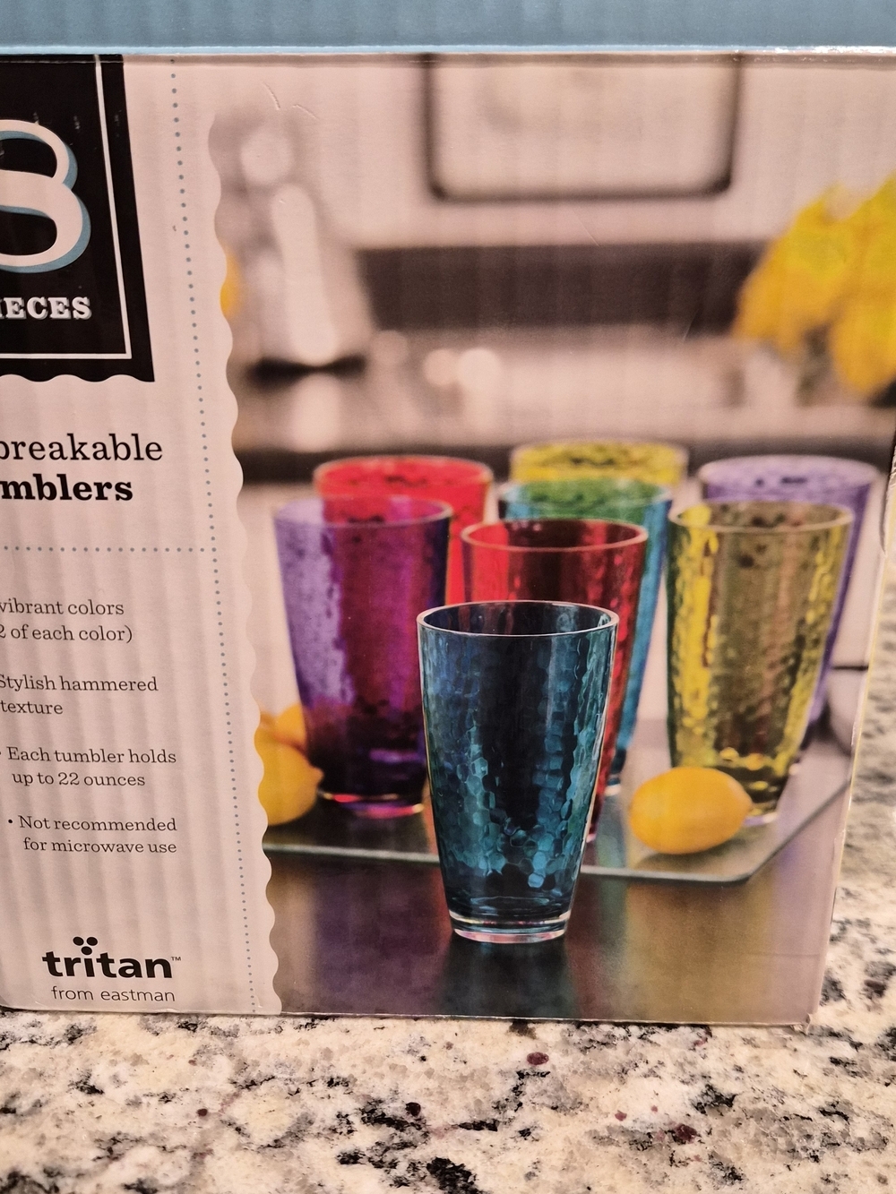 8-Piece Tritan Unbreakable Colorful Tumbler Set | BPA-Free | Dishwasher Safe | N